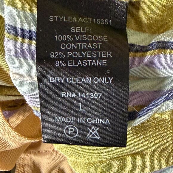 Astr The Label Quinn Bodysuit Wrap Blouse Stripe Gold Purple L pm - Picture 11 of 11